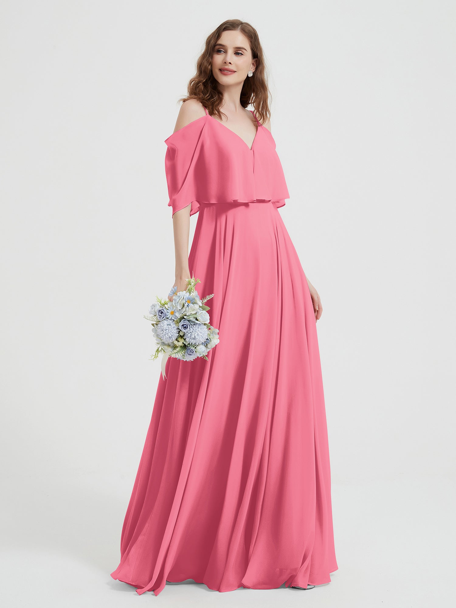 Spaghetti Strap Dresses with Flutter Sleeves Watermelon